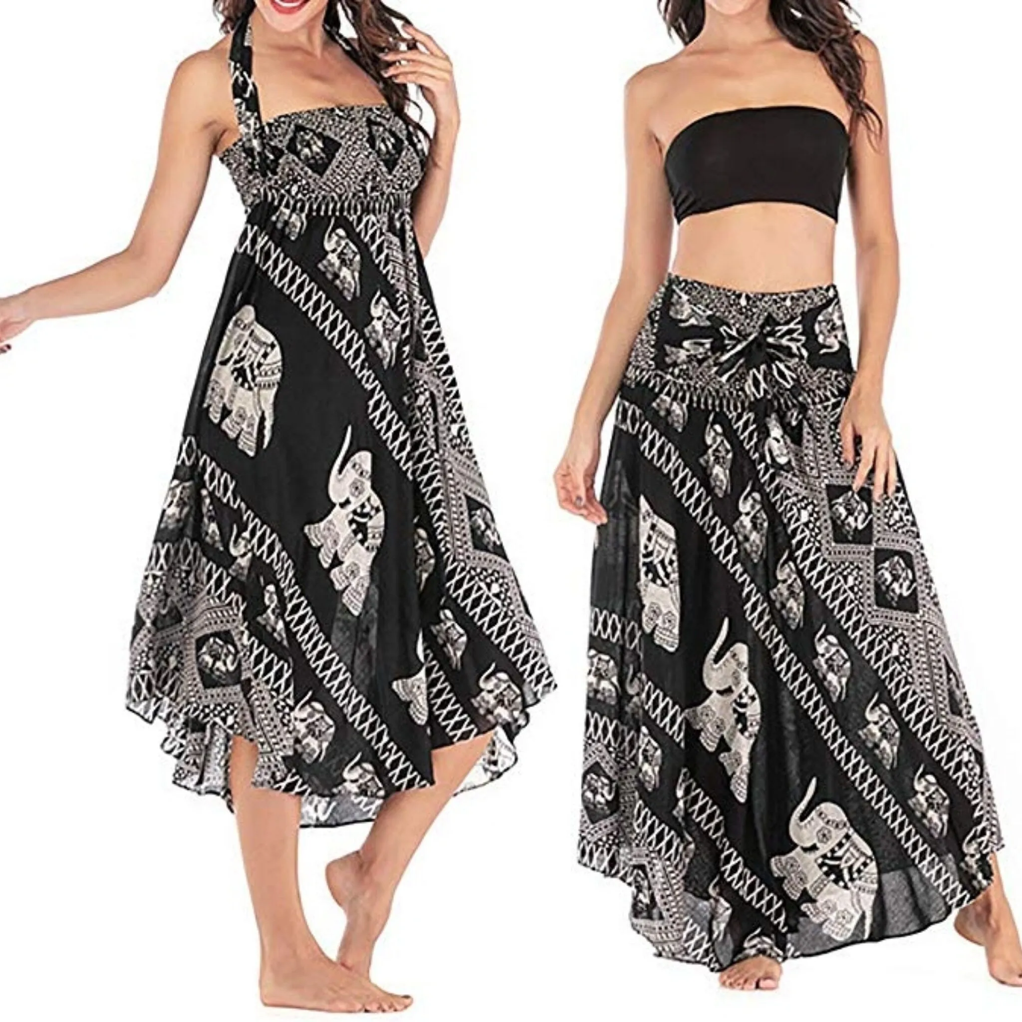 Black Elephant Skirt-  boho skirt,hippie skirt,maxi skirt,bohemian skirt,long skirt,gypsy skirt,Skirt dress,music fest skirt free shipping