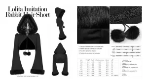 Black - Lolita Soft Woolen Hooded Short Coat -