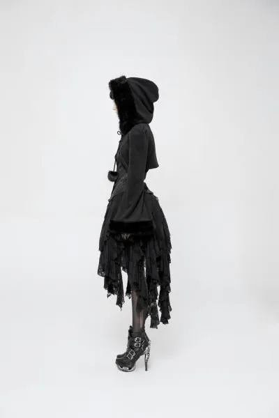 Black - Lolita Soft Woolen Hooded Short Coat -