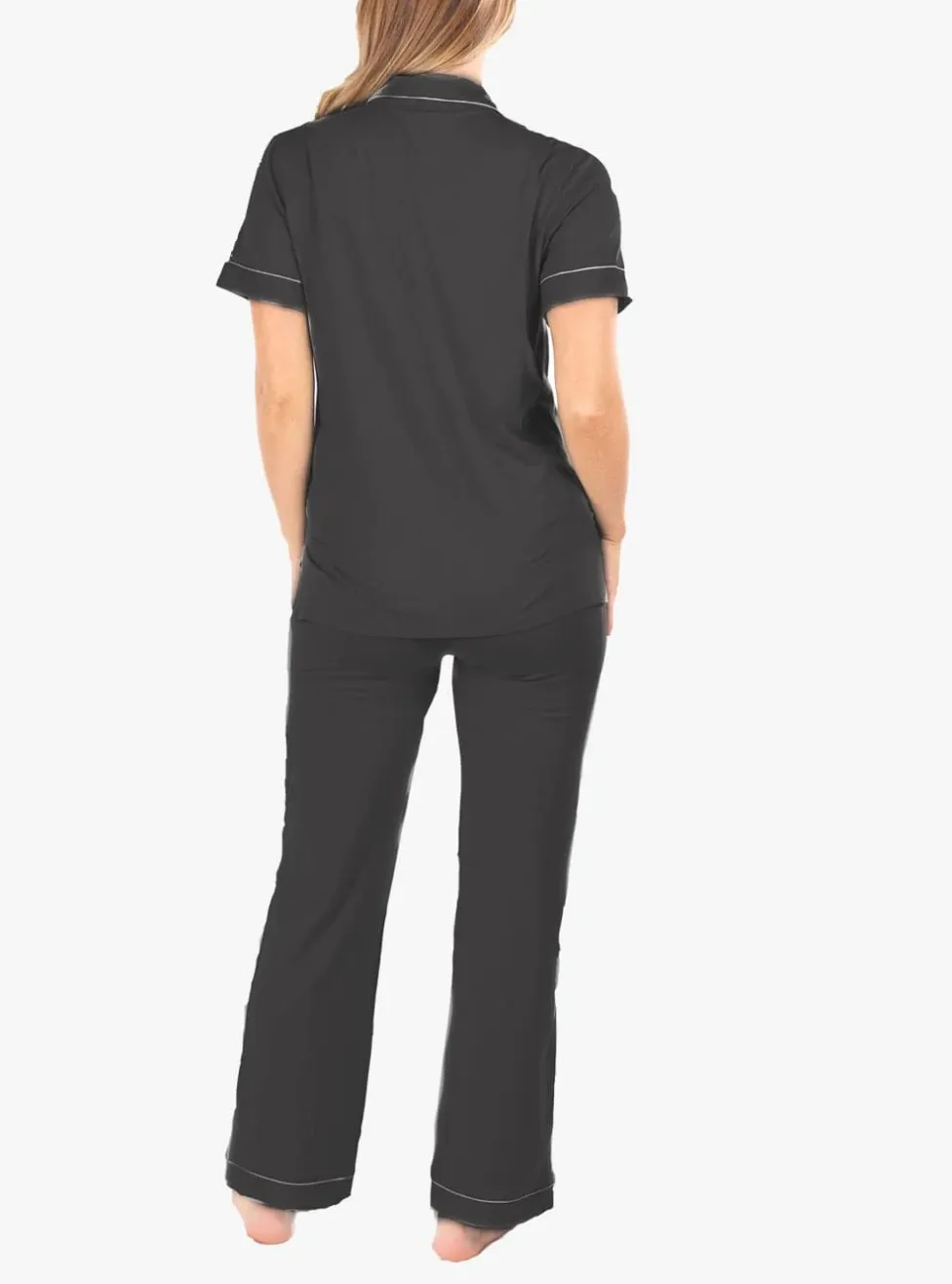Black Short Sleeve Pajama Set