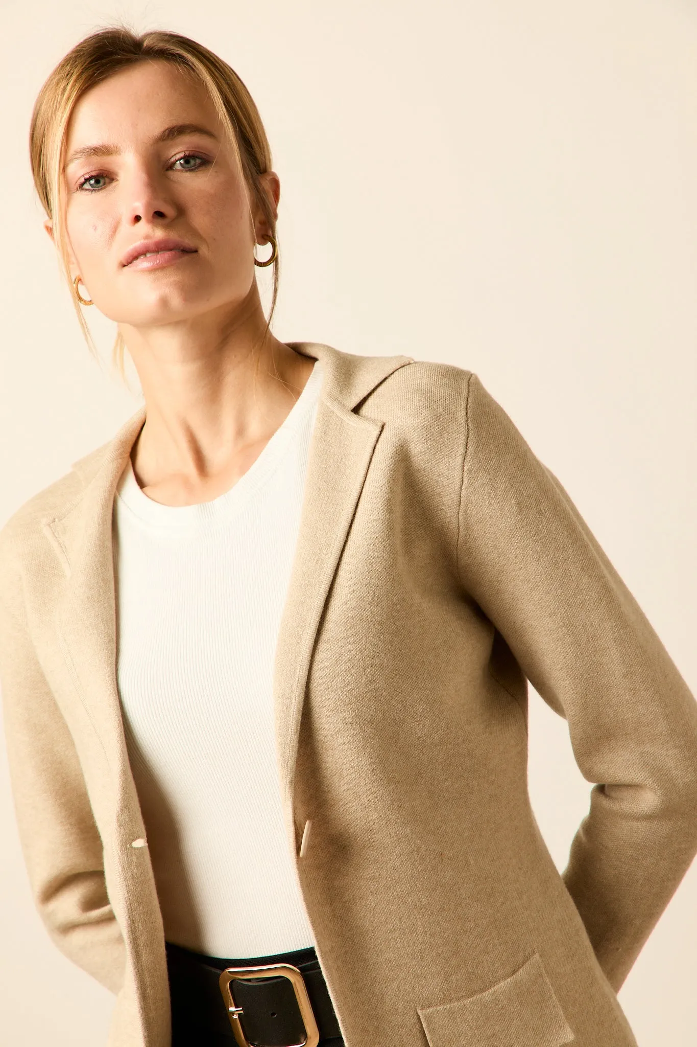 Blazer de punto Beige