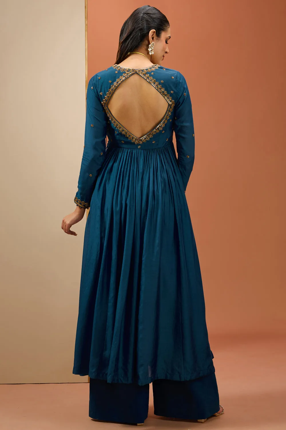 Blue Angrakha Anarkali Set