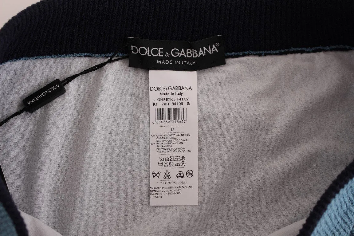 Blue Cotten Blend Logo Casual Short Shorts