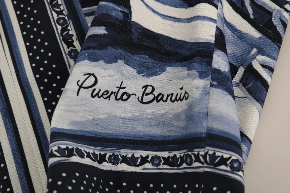 Blue White Puerto Banus Print Shorts