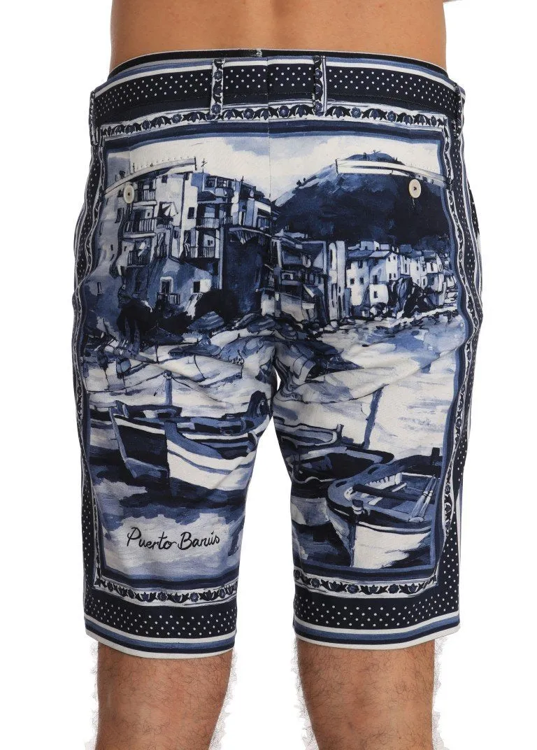 Blue White Puerto Banus Print Shorts
