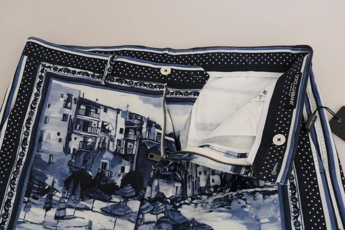 Blue White Puerto Banus Print Shorts