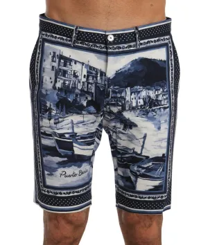 Blue White Puerto Banus Print Shorts