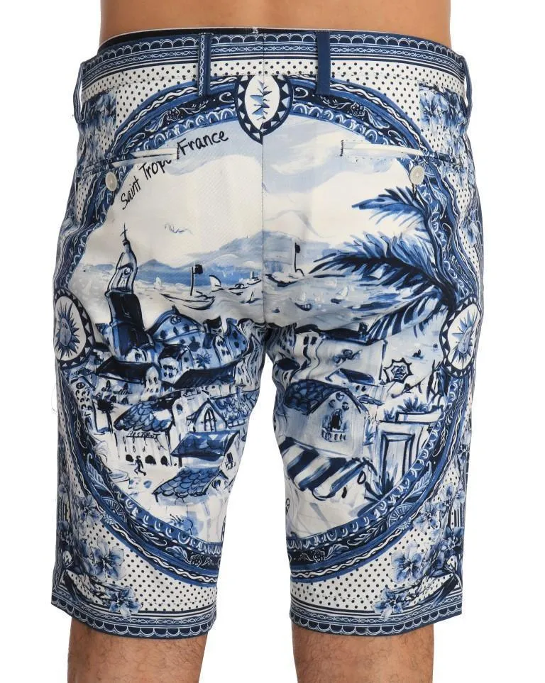 Blue White Saint Tropez Print Shorts