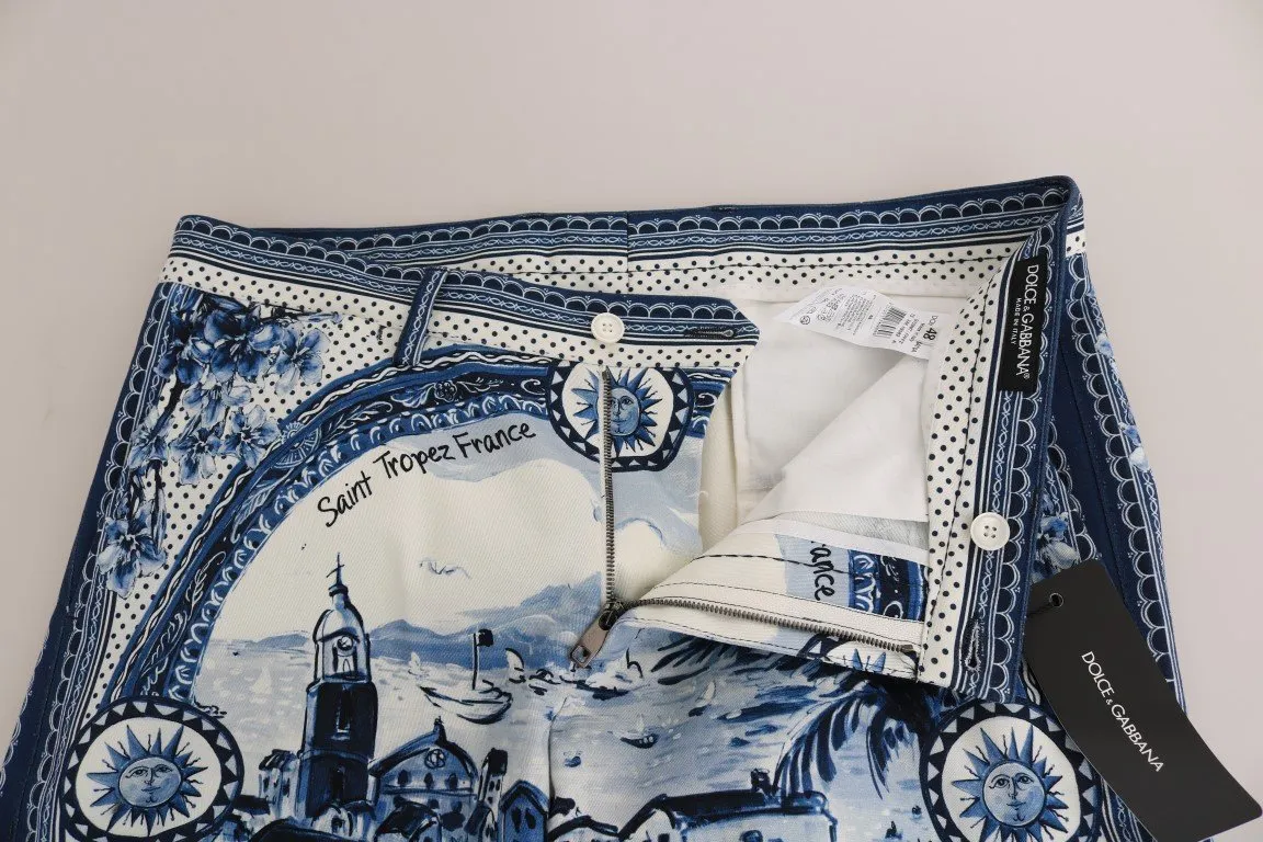 Blue White Saint Tropez Print Shorts