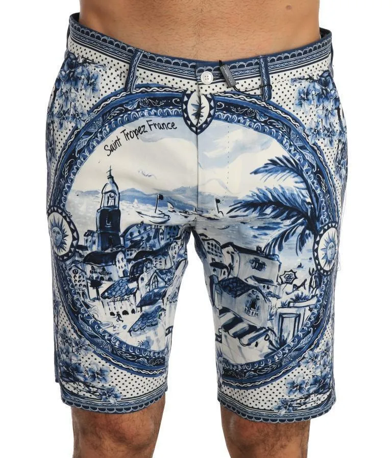 Blue White Saint Tropez Print Shorts