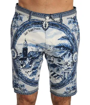 Blue White Saint Tropez Print Shorts