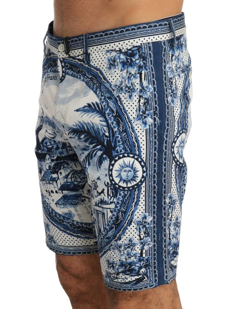 Blue White Saint Tropez Print Shorts
