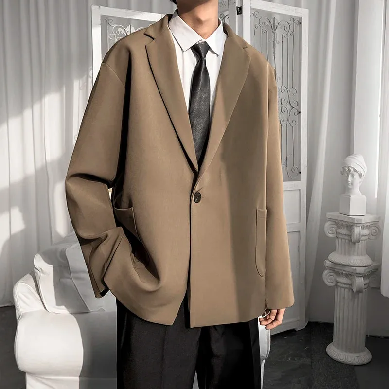 Bonsir Korean-style Men Casual Blazers Male One Button Suit Jackets Daily Business Streetwear All-match Simple Suit-tops