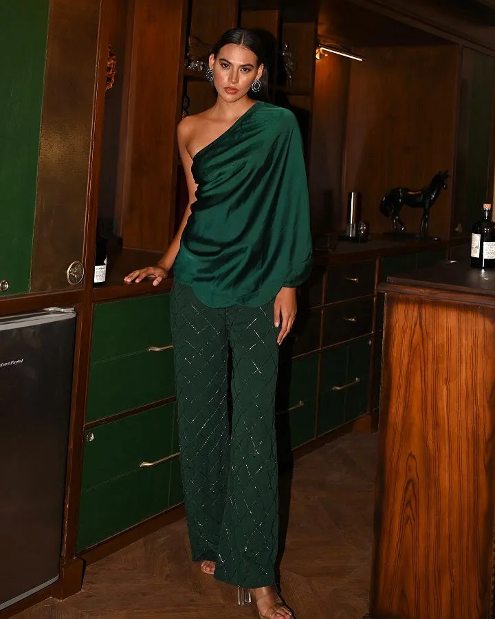 Bottle green hand embellished co-ord