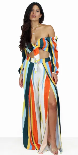 Bring the Colorful Stripes Two-Piece Set