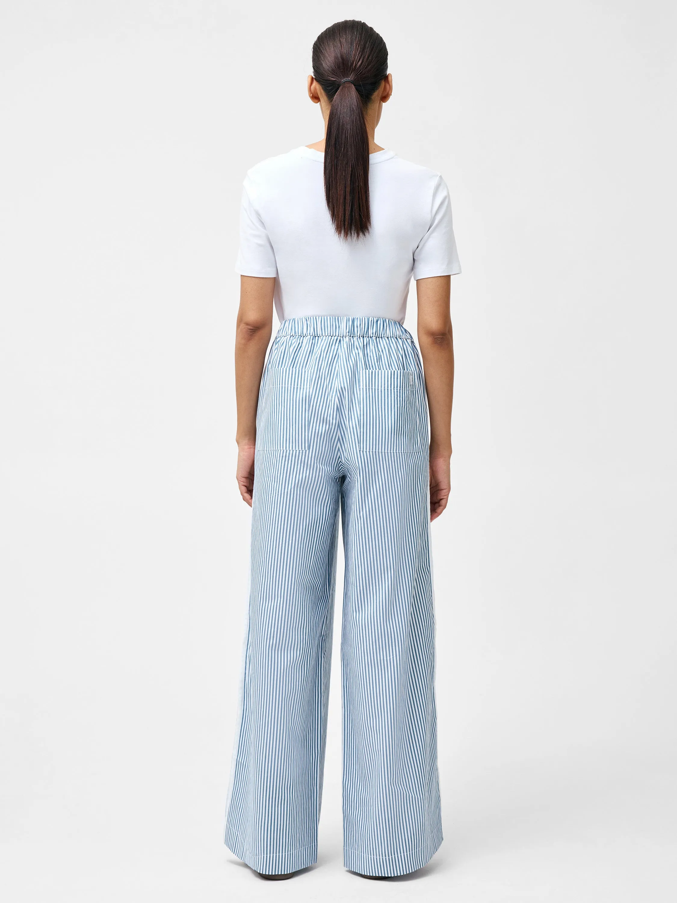 Cambria Cotton Striped Wide Leg Trousers