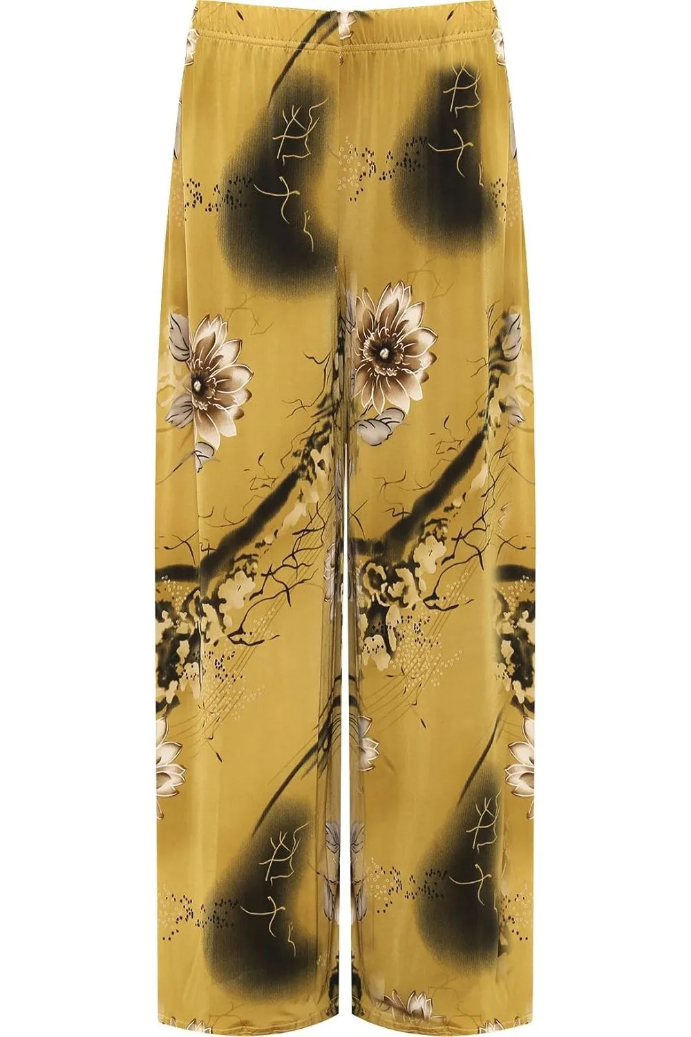 Camel Floral Print Palazzo Trouser