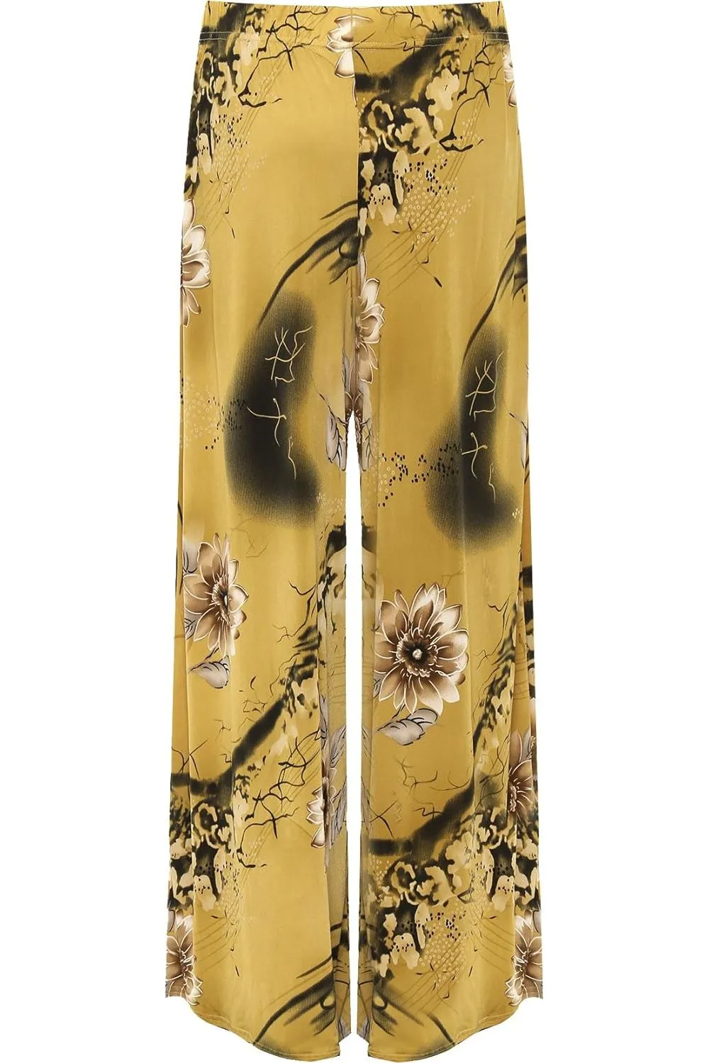 Camel Floral Print Palazzo Trouser