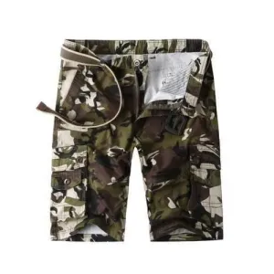 Camo Cargo Shorts with Flap Pockets - Army Green 32