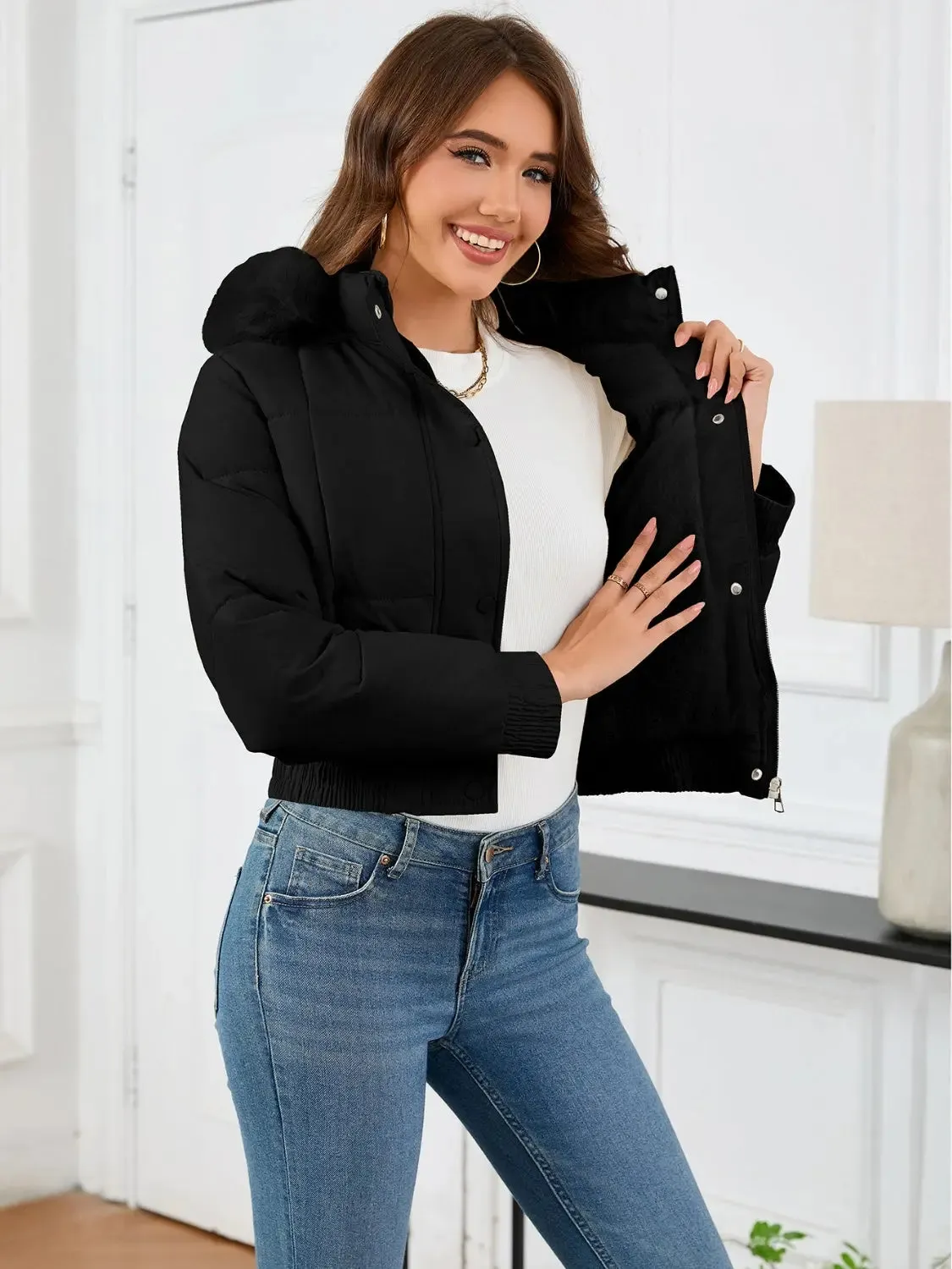 'Celandine' Hooded Cropped Coat