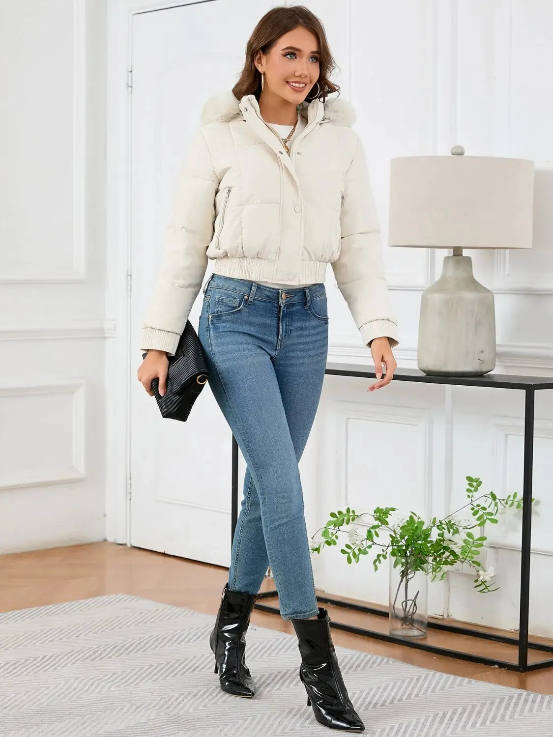 'Celandine' Hooded Cropped Coat
