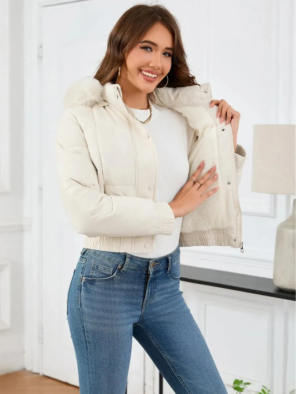 'Celandine' Hooded Cropped Coat