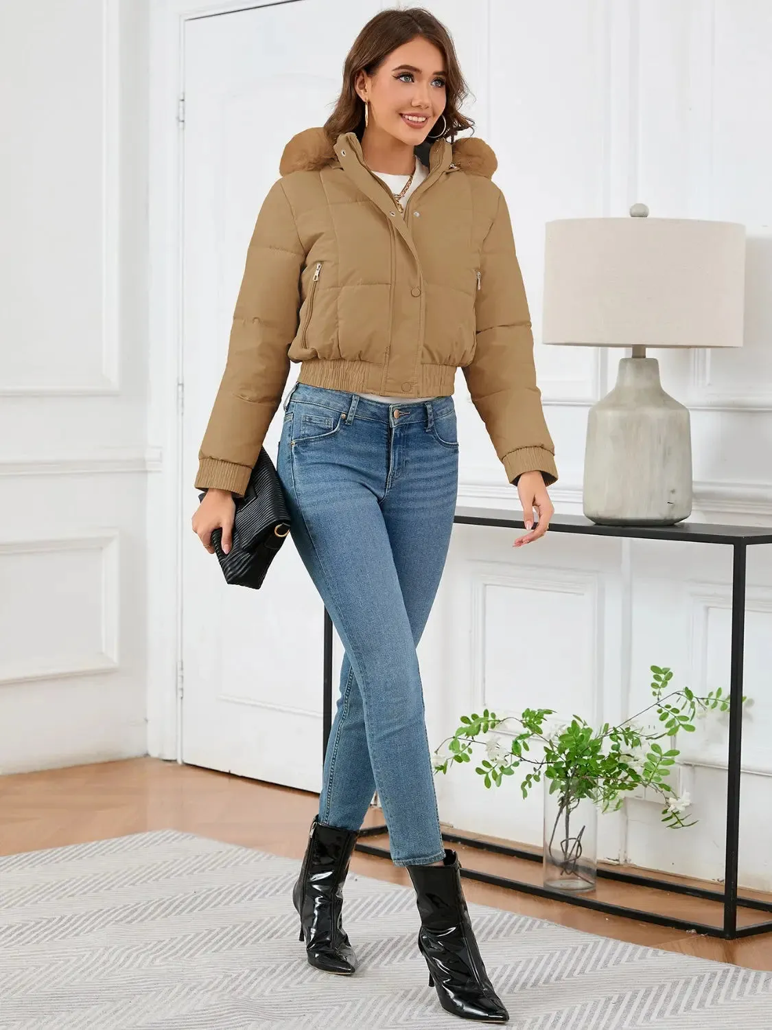 'Celandine' Hooded Cropped Coat