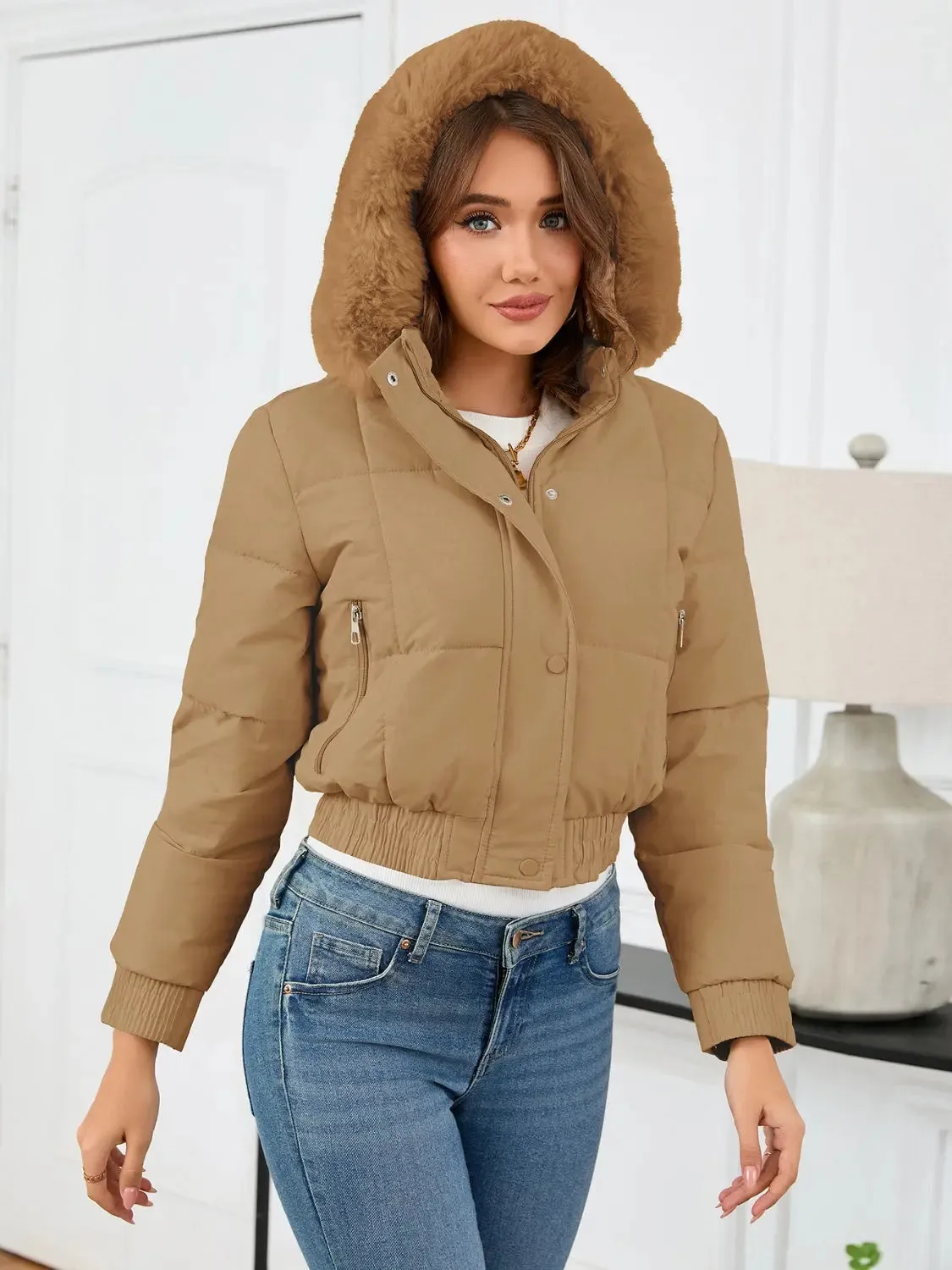 'Celandine' Hooded Cropped Coat