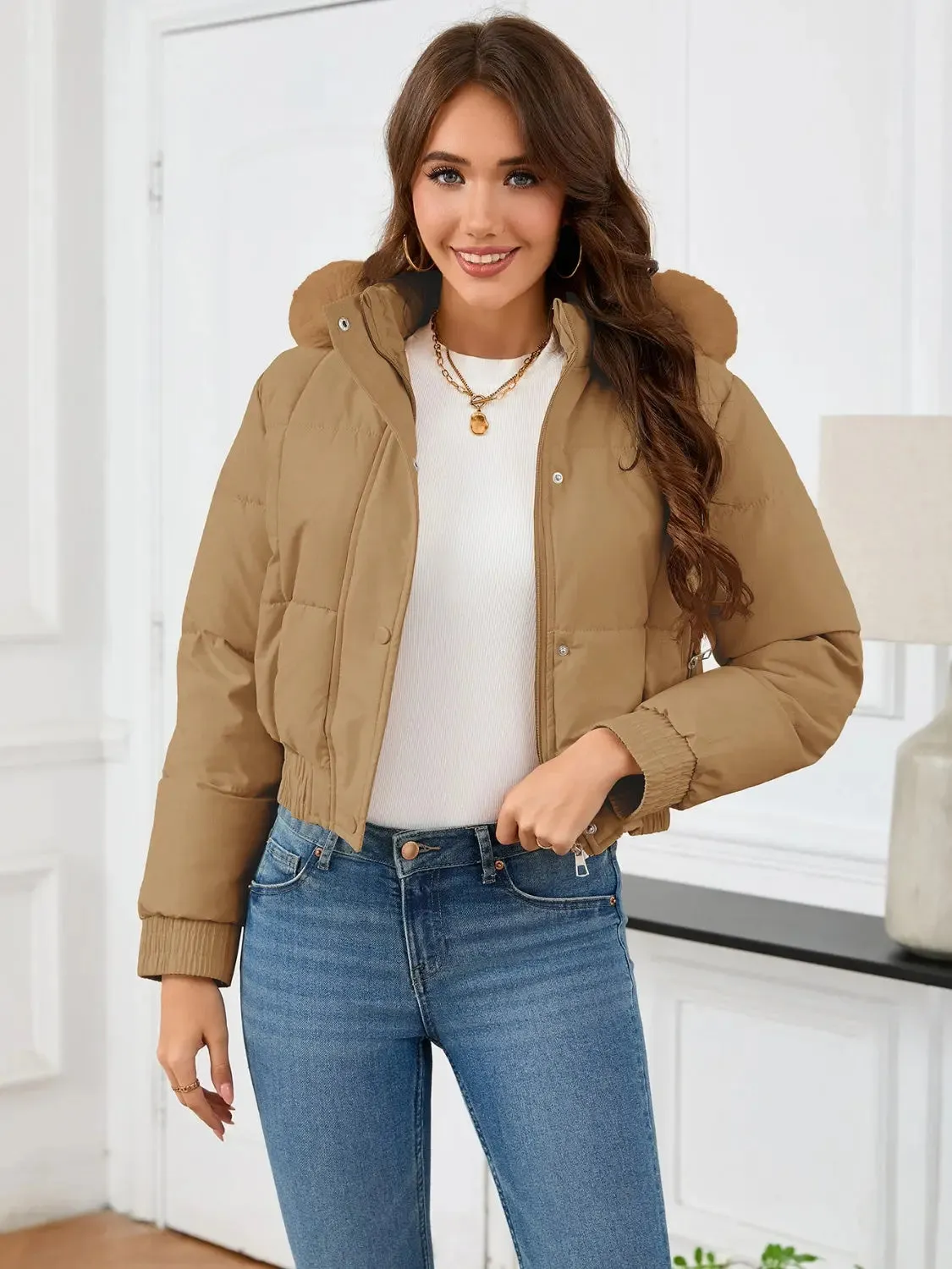 'Celandine' Hooded Cropped Coat