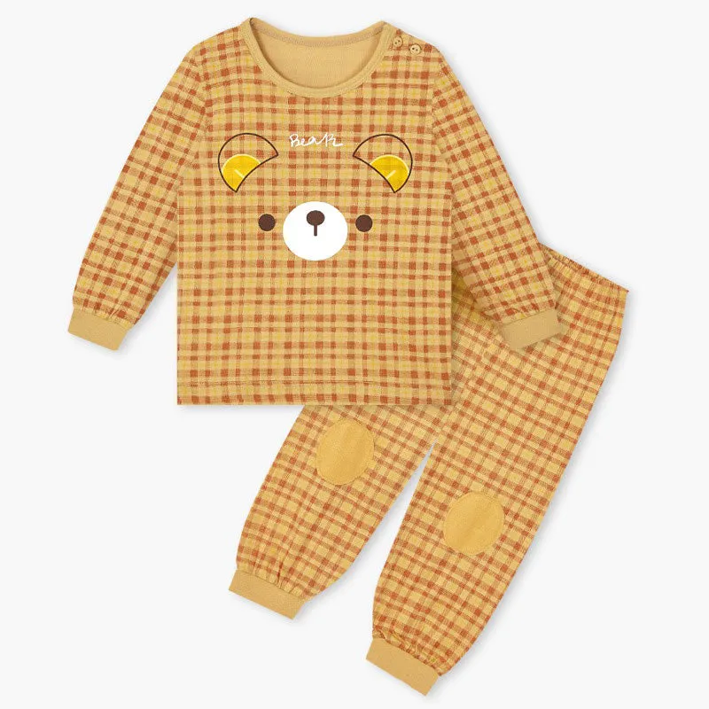 Checked Bear Face Sleep Set (Comfy-Fit) 2308U07