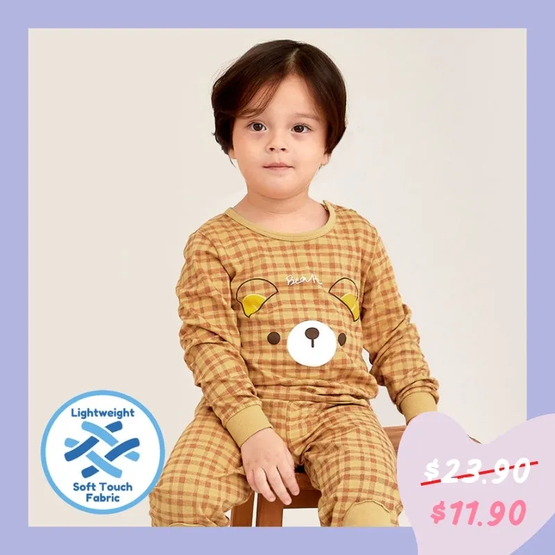Checked Bear Face Sleep Set (Comfy-Fit) 2308U07