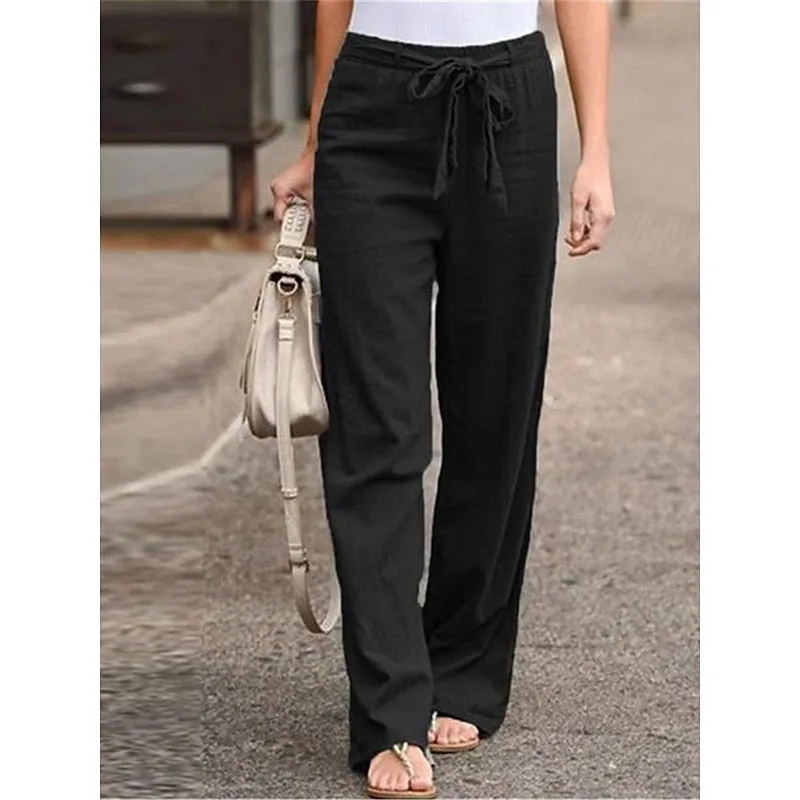 Chloe - Summer Linen Women's Trousers with Wide Legs