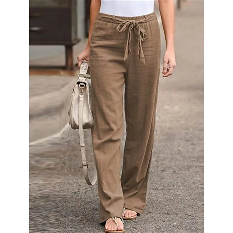 Chloe - Summer Linen Women's Trousers with Wide Legs