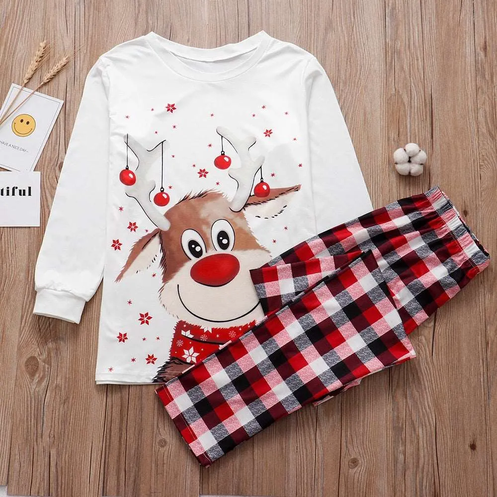 Christmas Family Matching Pajamas Adults Kids Family Matching Outfits Top Pants 2PCS Xmas Sleepwear Pyjamas Baby Jumpsuit