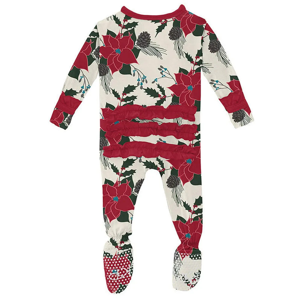 Christmas Floral Zipper Footie