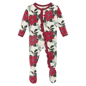 Christmas Floral Zipper Footie