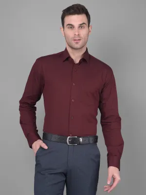 Cobb Solid Wine Smart Fit Formal Shirt