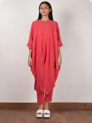 Coral Cowl Tunic Set