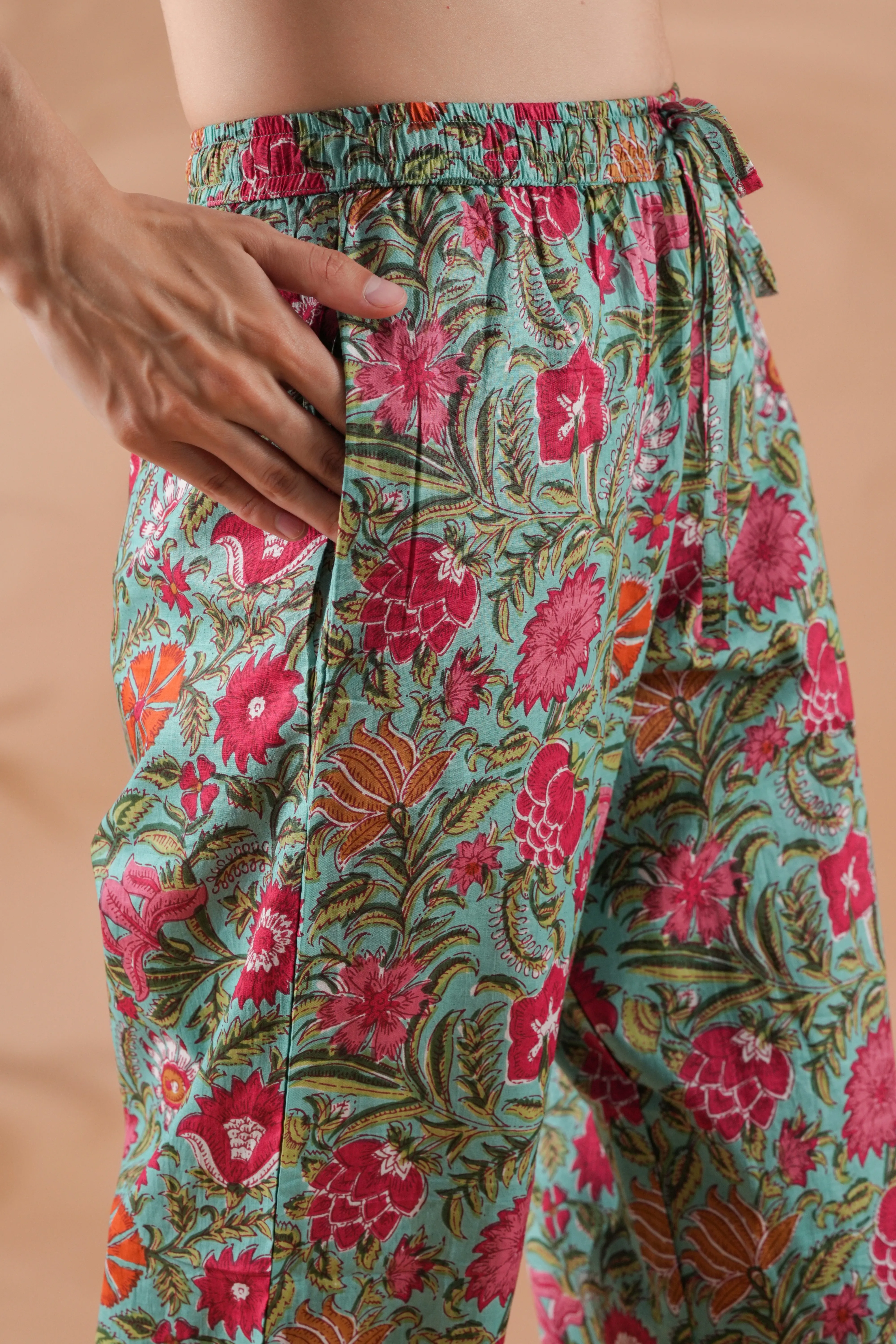 Cotton Pajama Pants Women - Tropical Bloom