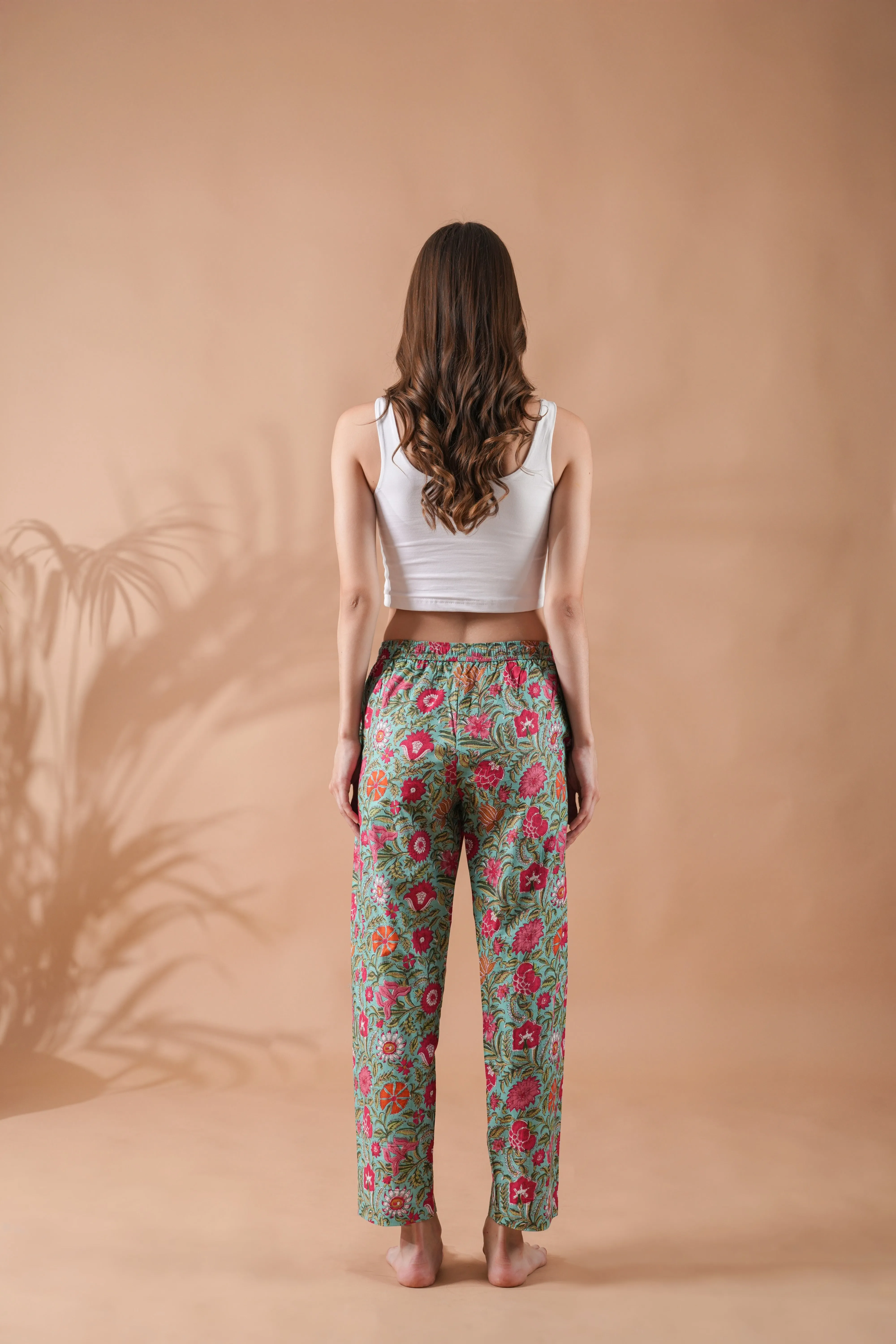 Cotton Pajama Pants Women - Tropical Bloom