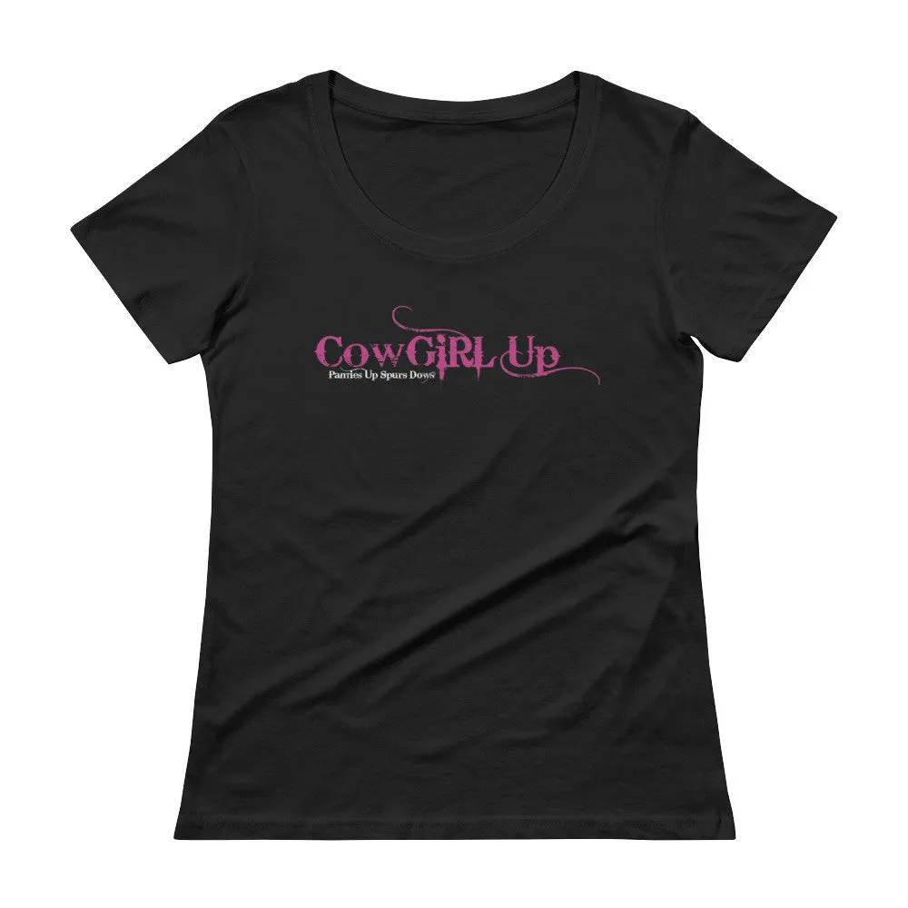 CowGirl Up Panties Up Spurs Down Scoop Neck T-Shirt