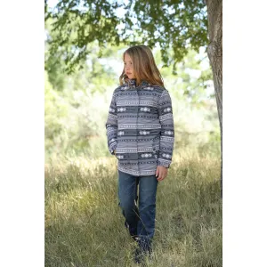 Cruel Girl's Grey Aztec Hooded Jacket