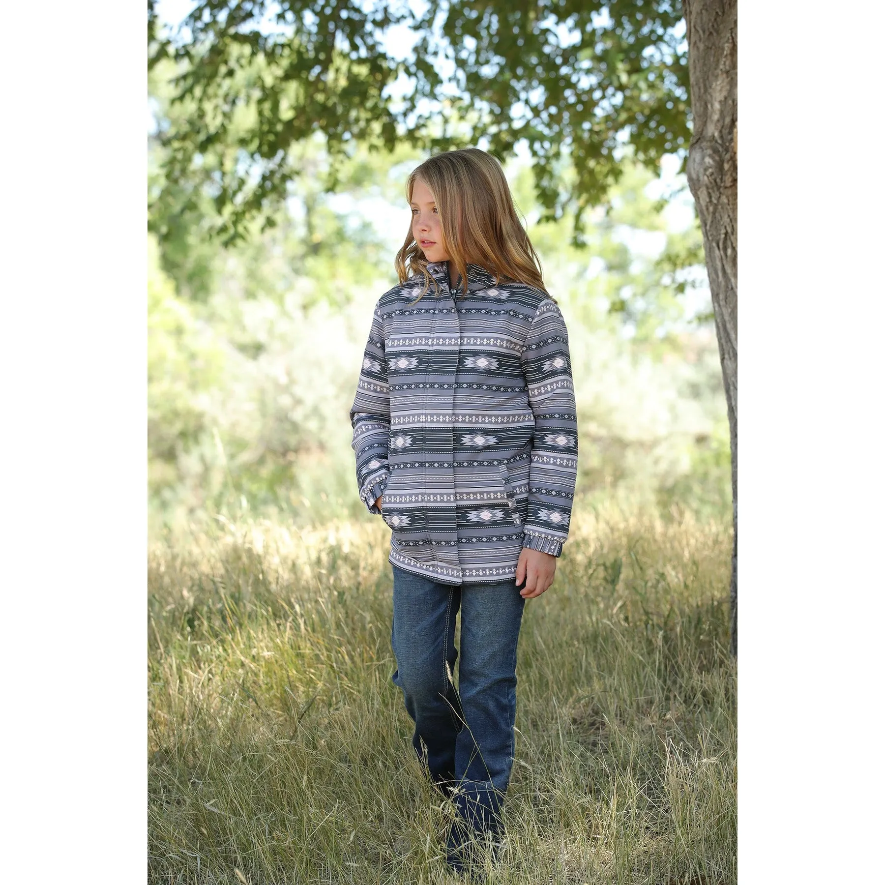 Cruel Girl's Grey Aztec Hooded Jacket