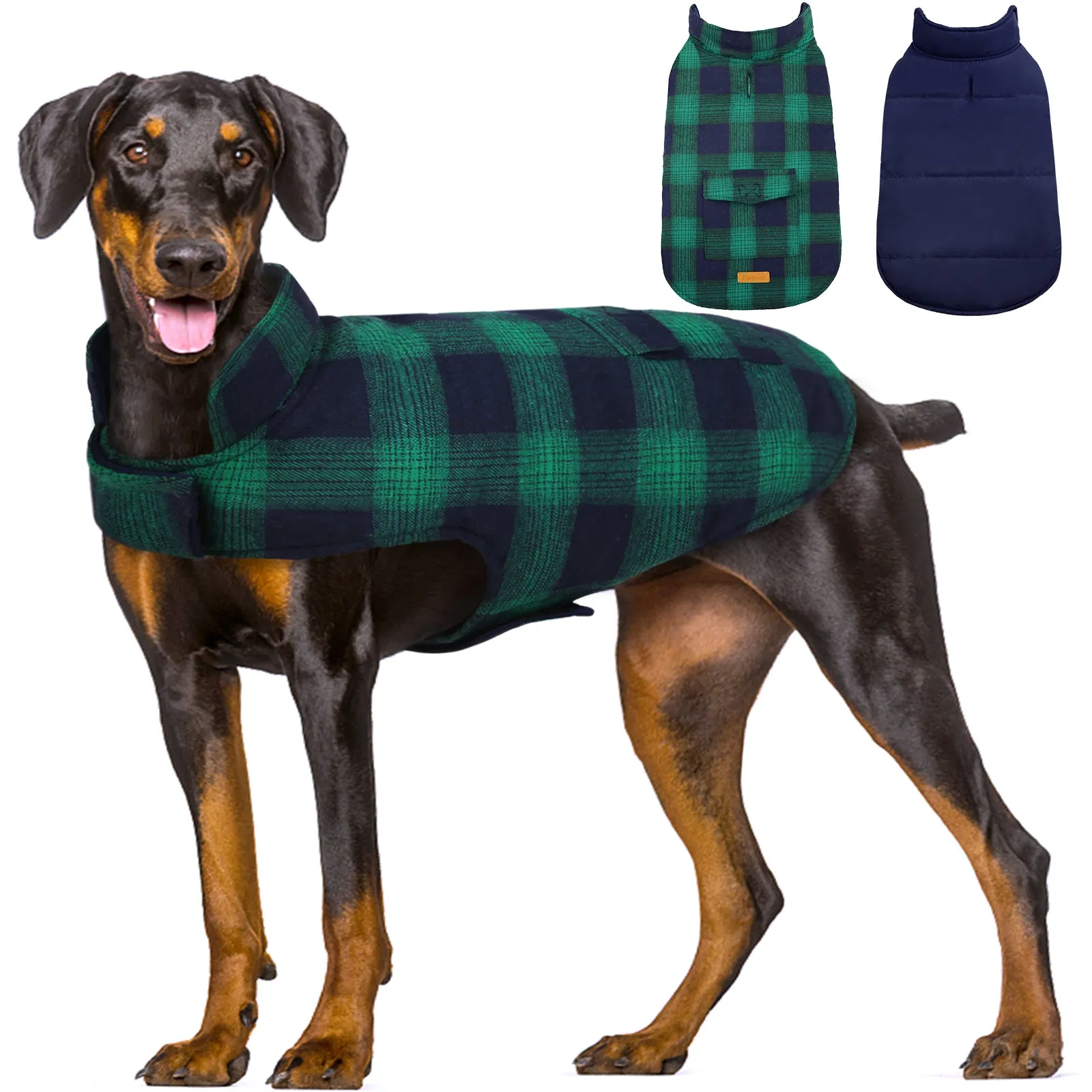 Dog Winter Coat, Reversible Dog Jacket, British Style