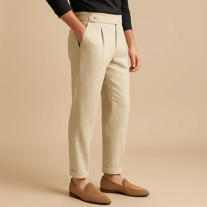 Domoir | Straight Fit Linen Trousers