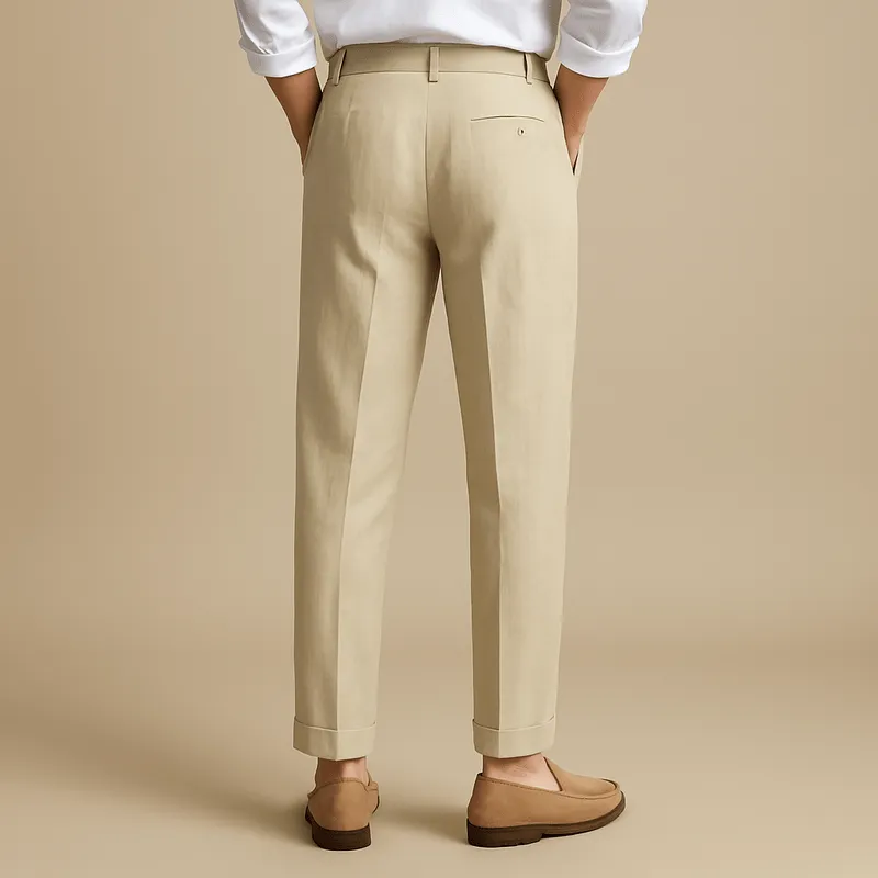 Domoir | Straight Fit Linen Trousers
