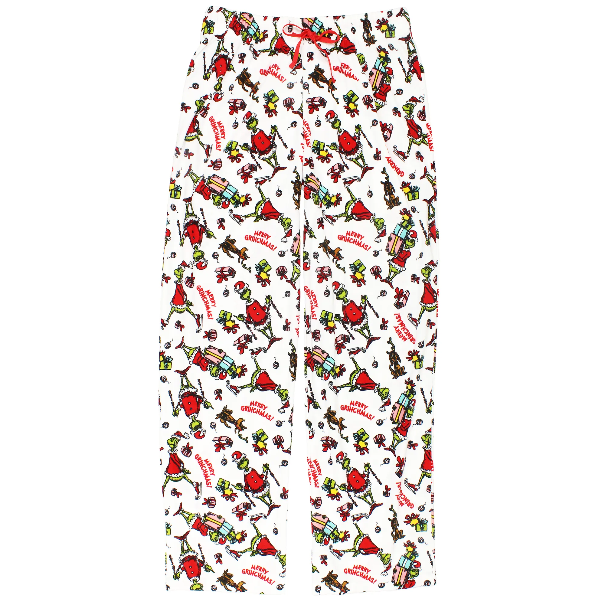 Dr. Seuss The Grinch Santa Mens Velour Holiday Lounge Pajama Pants