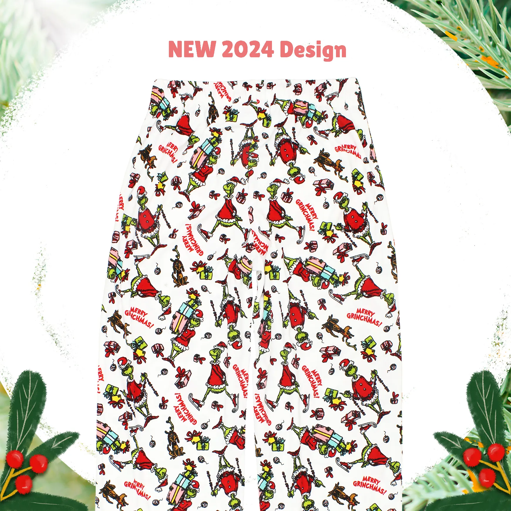 Dr. Seuss The Grinch Santa Mens Velour Holiday Lounge Pajama Pants