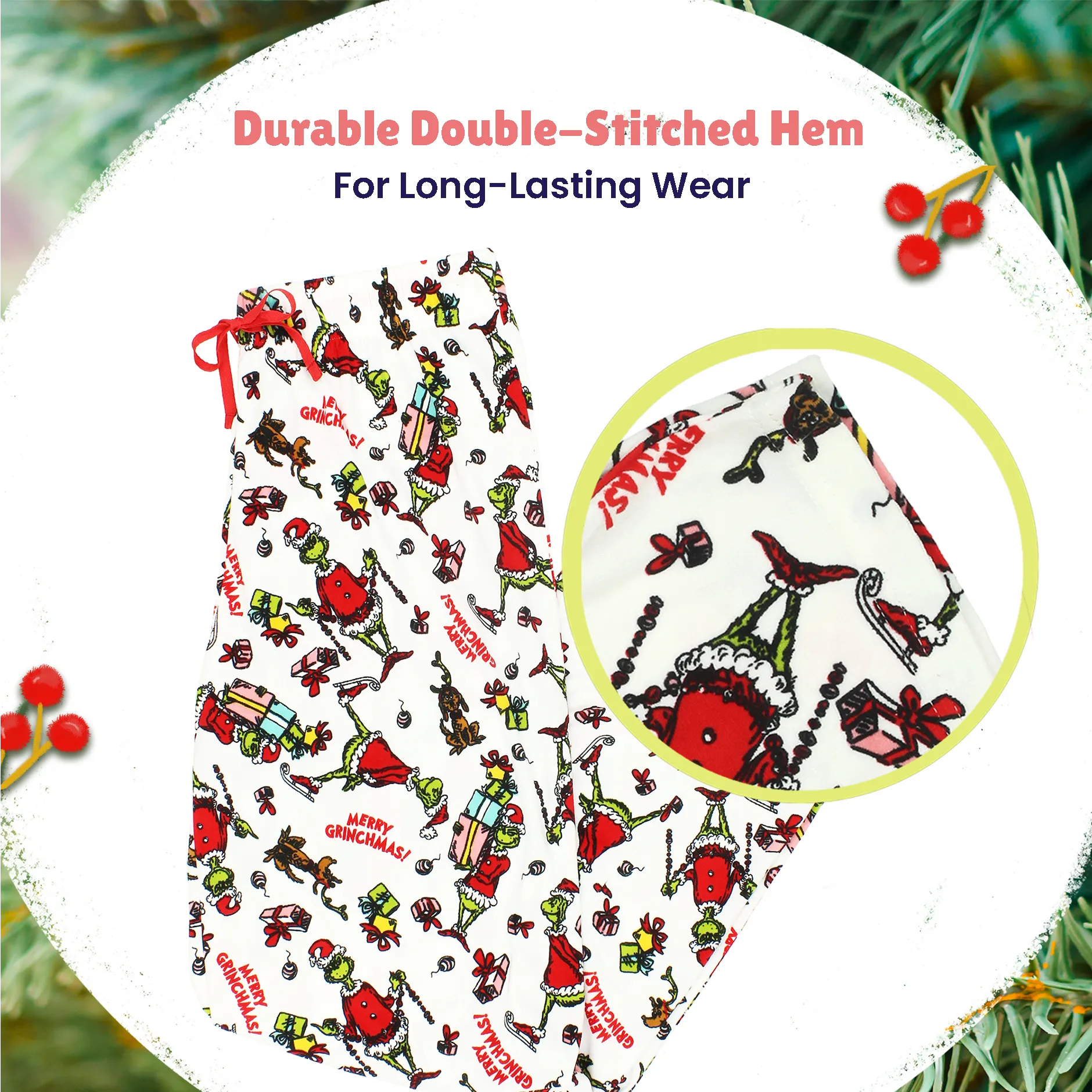 Dr. Seuss The Grinch Santa Mens Velour Holiday Lounge Pajama Pants