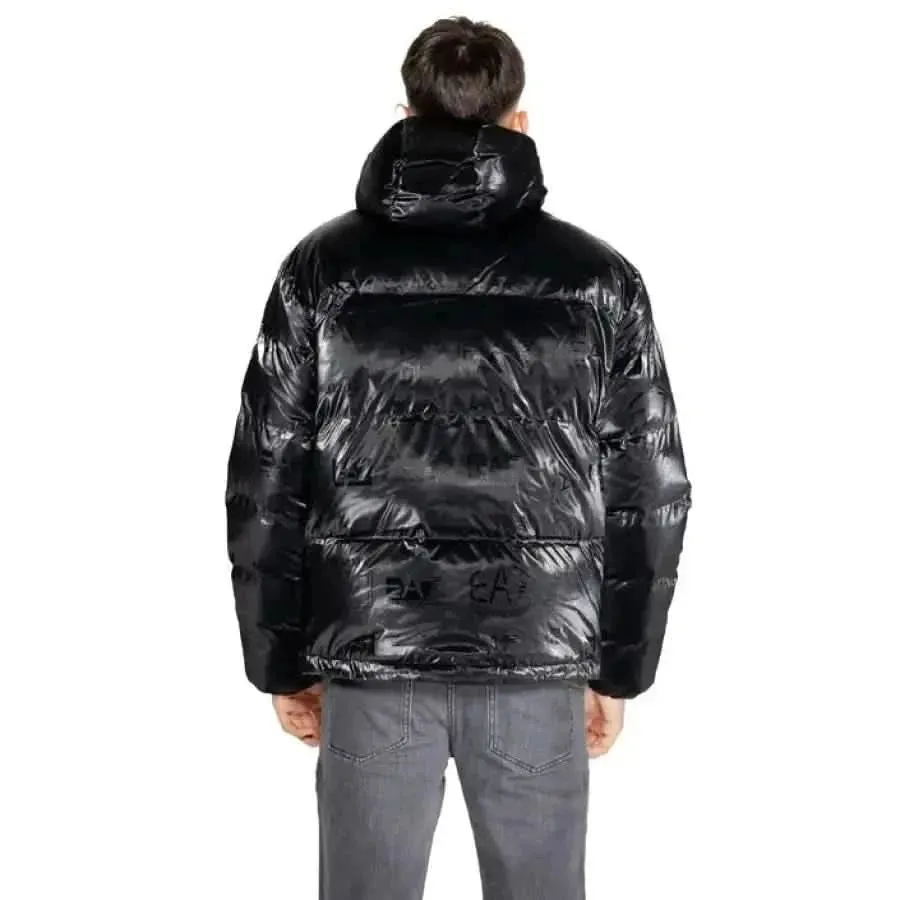 EA7 Men's Black Hooded Jacket